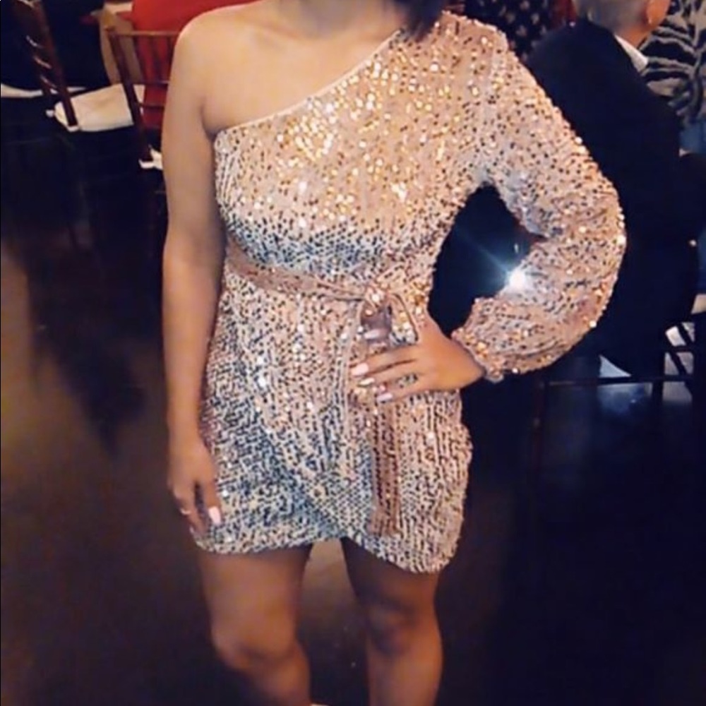 Sequin one shoulder dress